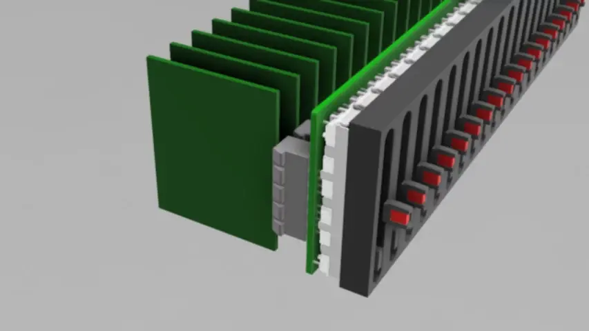 Close up of the PCI-Express connectors and slide pots.