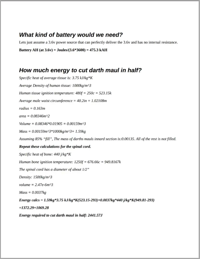 Energy of a lightsaber 5 Energy of a lightsaber 5