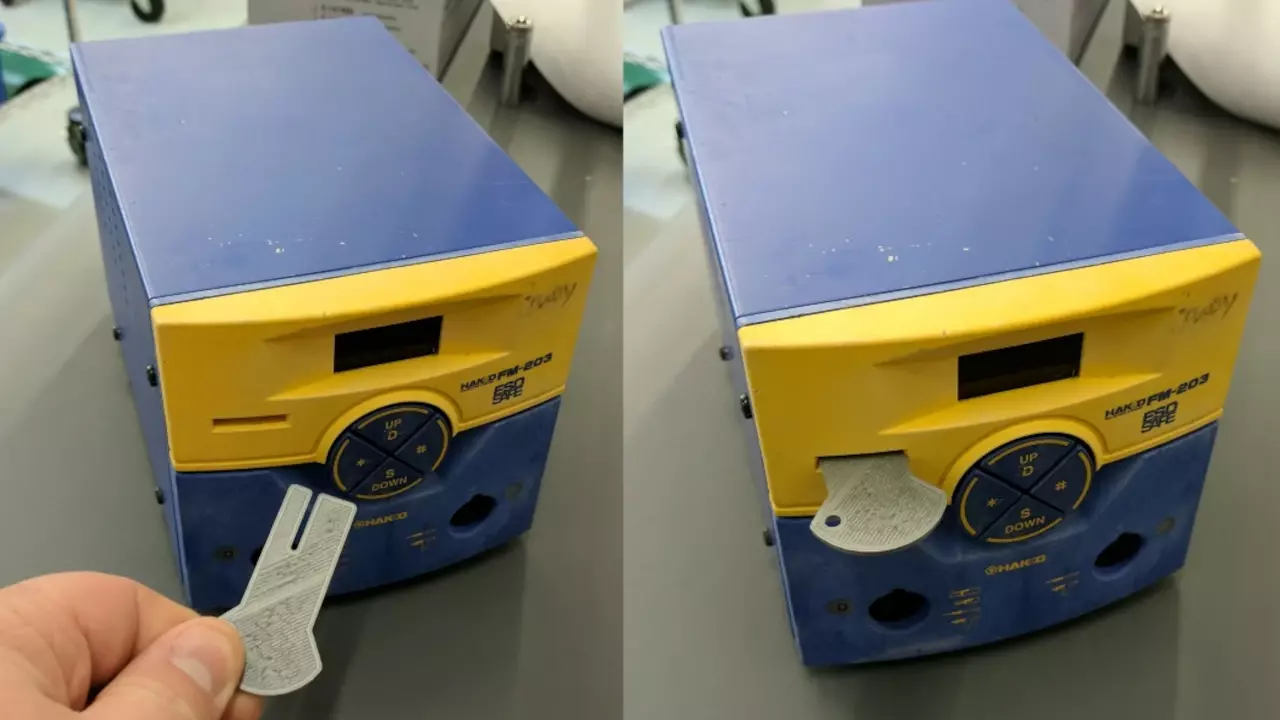 Figure 1: The HAKKO soldering iron key Parker printed. Figure 1: The HAKKO soldering iron key Parker printed.