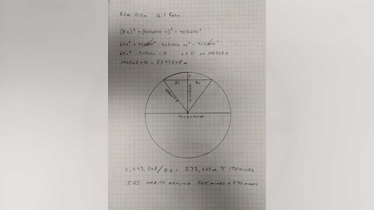 Figure 4: Parker’s notes for calculating the orbit of the Death Star Figure 4: Parker’s notes for calculating the orbit of the Death Star