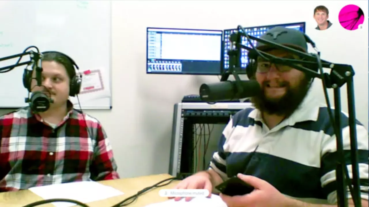 Parker & Stephen in the podcast studio. Parker & Stephen in the podcast studio.
