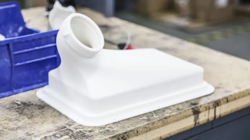 Prototype ducting printed with a SLS machine out of nylon material. Prototype ducting printed with a SLS machine out of nylon material.